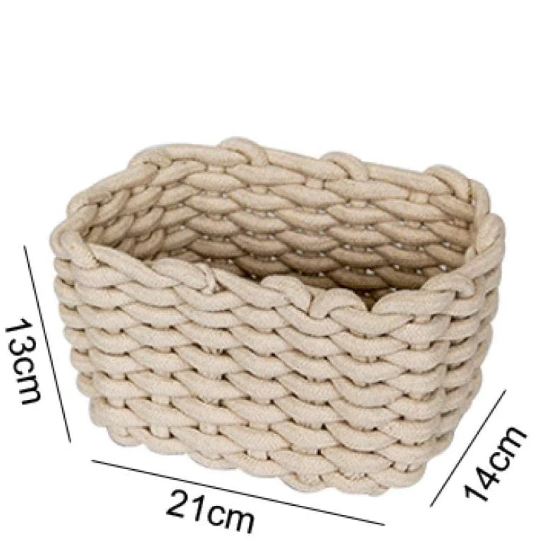 Wholesale Household Hand-Woven Thick Cotton Rope Natural Flax Fiber Laundry Basket Laundry Storage Basket