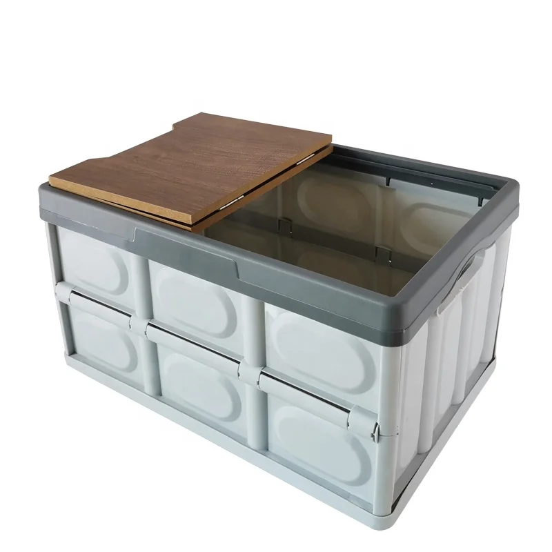 Folding wood grain lid car storage box