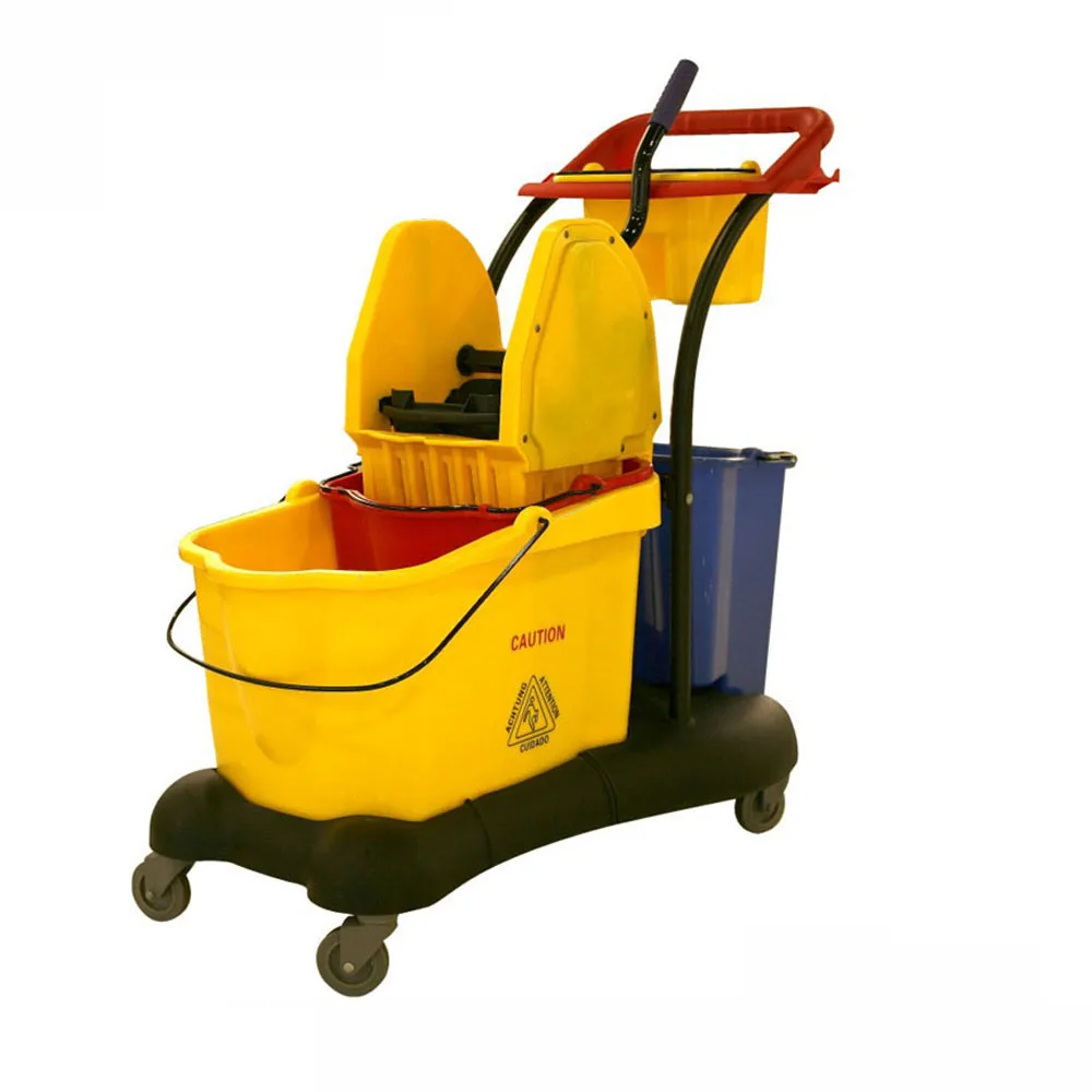 34L Down Press Double Cleaning Bucket and Mop Wringer Bucket 17L X 2