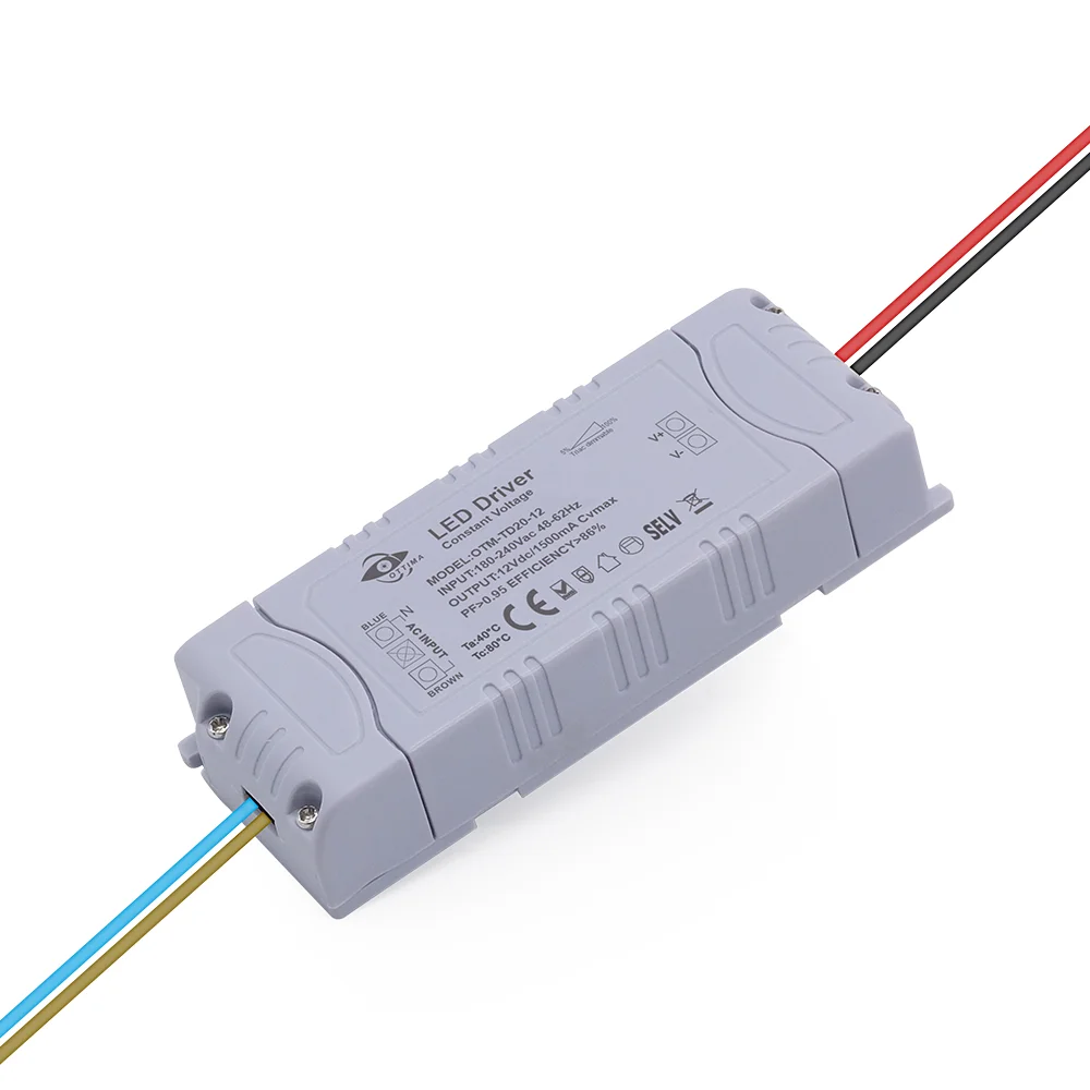 12W 12v/24v IP20 PF0.6 100-240Vac Constant Voltage LED Driver