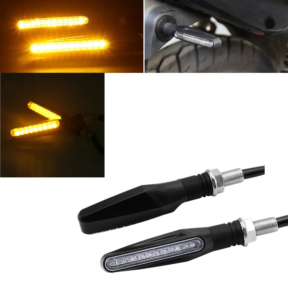 Светодиодные поворотники для мотоцикла, универсальный индикатор, фонарь для мотоцикла, гибкие мигающие задние фонари желтого цвета