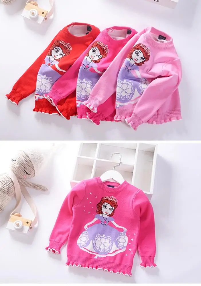 
new design princess knitted winter children woven long sleeve girl kid sweater 
