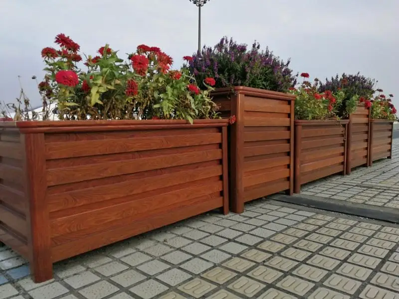 manufacturer Hot sales metal modern commercial street decoration large rectangle aluminum planter pots flower boxes