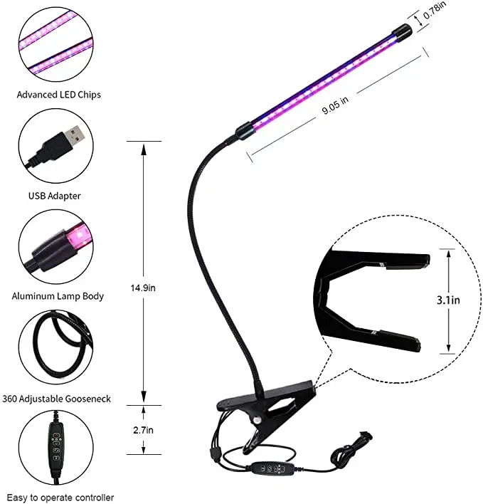 LED Grow Light USB Full Spectrum Phyto Lamp Plant Light for Home Plants Flower Seeds Indoor Grow Plant lighting