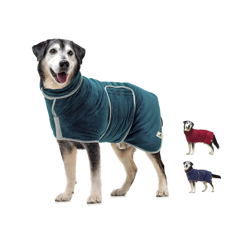 Wholesale Custom Machine washable Large Luxury Super Absorbent Designer Adjustable Pet Dog Clothes Bathrobe
