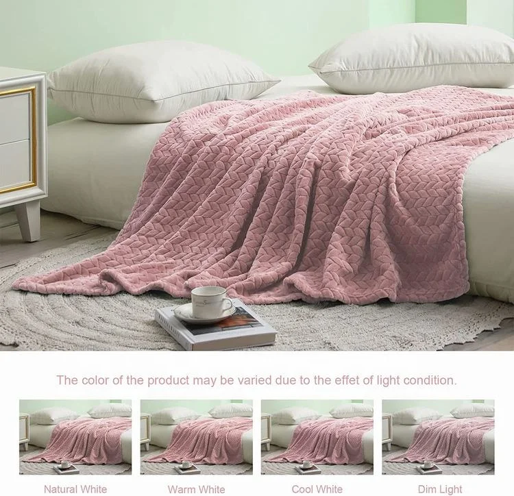 Super Soft Modern Solid Color winter blanket king size pink flannel throw blanket