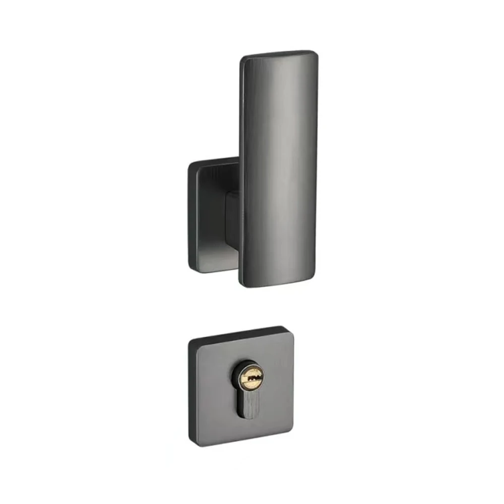 Factory Horizontal sliding door Grey knobs Hardware Aluminum Zinc alloy Mortise lever door lock handles for interior door