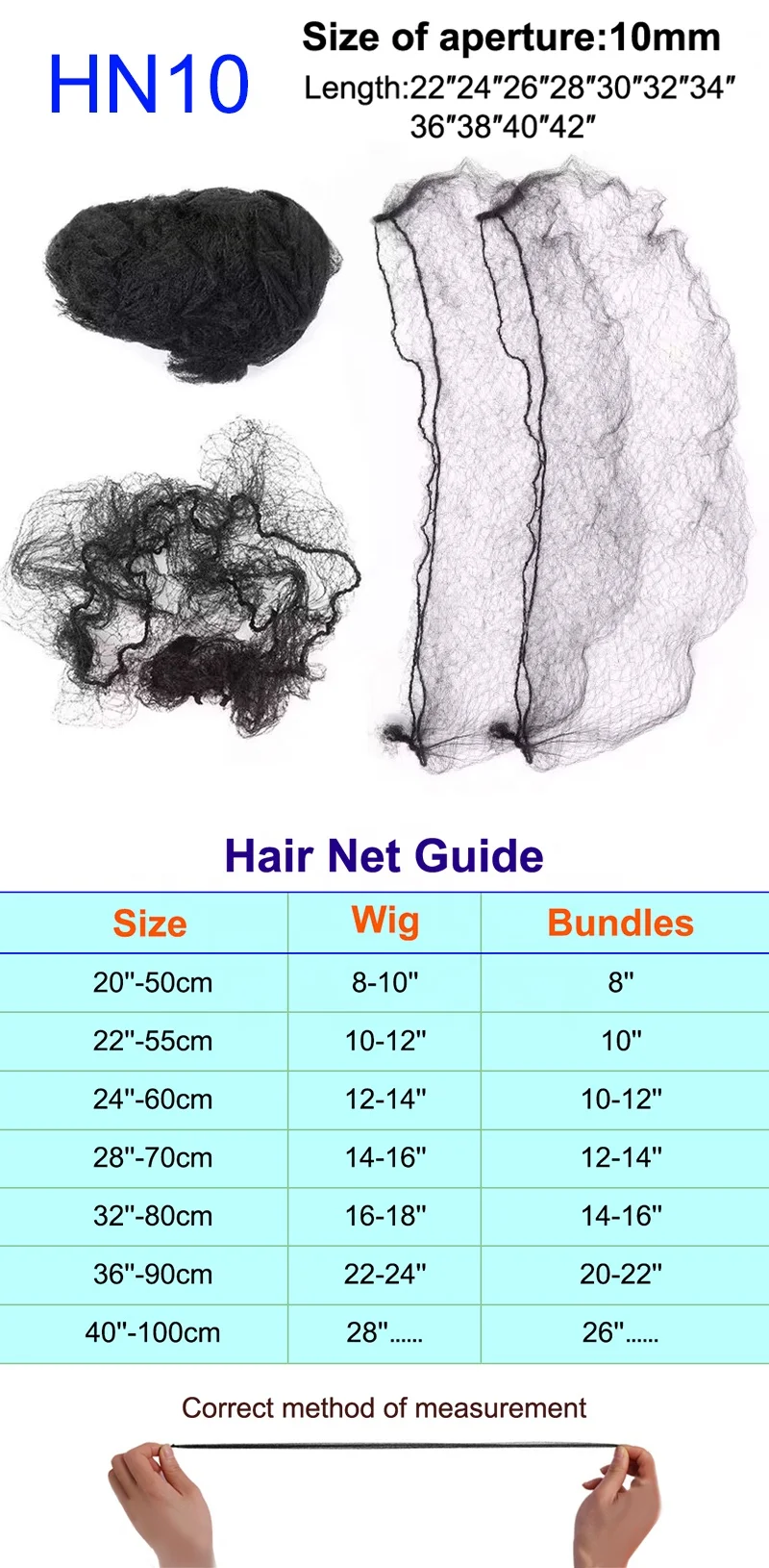 Invisible  Black Blonde Color  Elastic Aperture 5mm 20 Inches Wig Mesh Hair Nets Dance Hair Nets for Buns Nylon Hair Nets