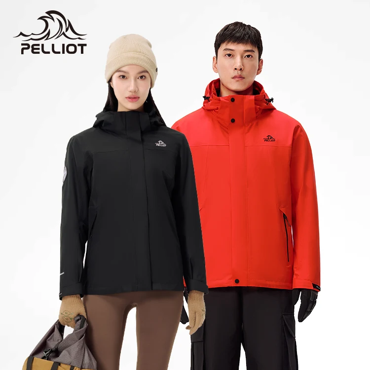Waterproof Outdoor Hiking Hard Shell Jacket 3-in-1 Fleece Lined Winter Breathable Windproof Zipper Closure Woven Technics Adults