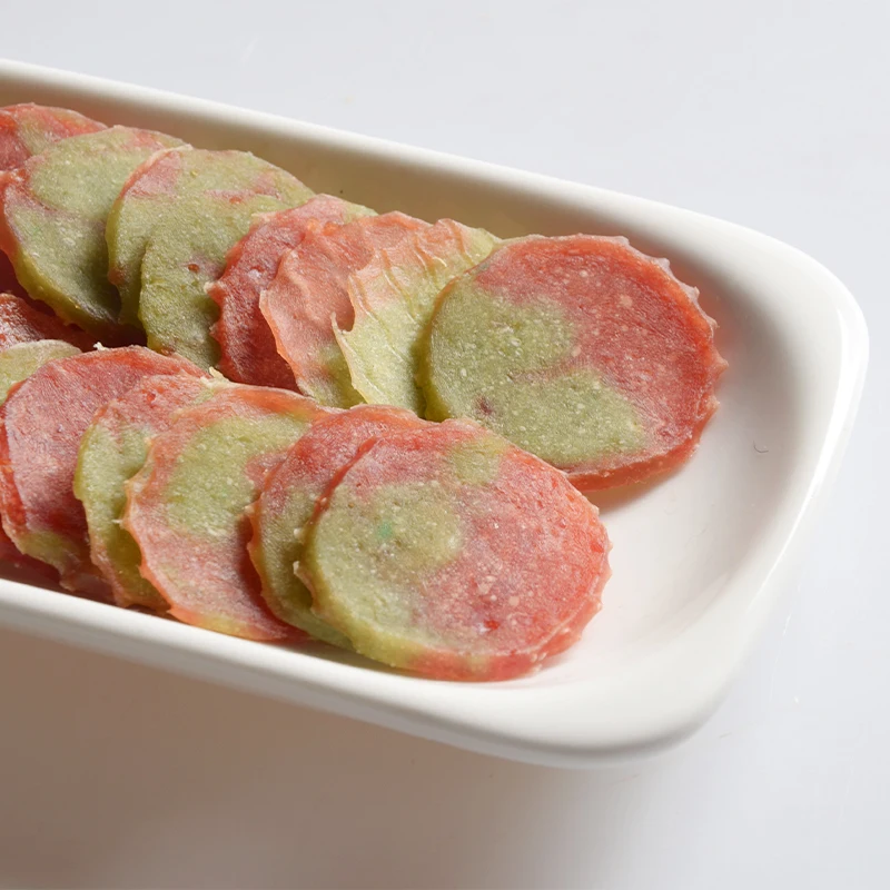 Бесплатные образцы двойные круглые ломтики утки и брокколи Угощение для кошек брендовые угощения