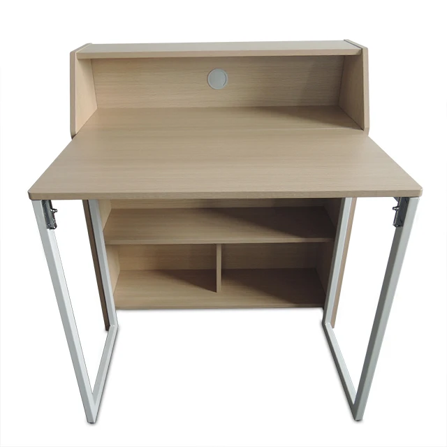 Modern Home Office Folding Computer Desk Wooden with Metal Frame Stylish Foldable Computer Table for Home Use