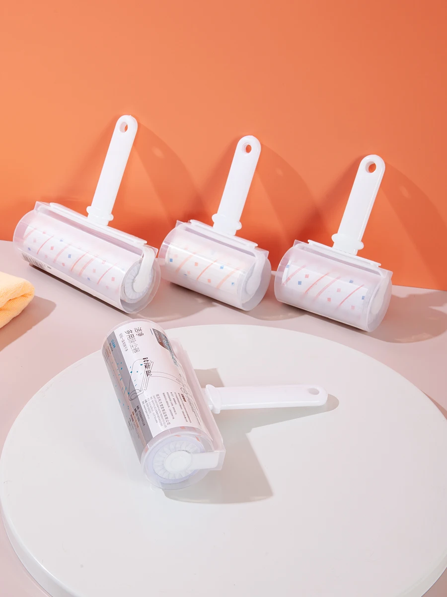 reusable adhesive lint roller hanging hole handheld pet hair clothes cleaning brush sticky cleaning lint remover roller