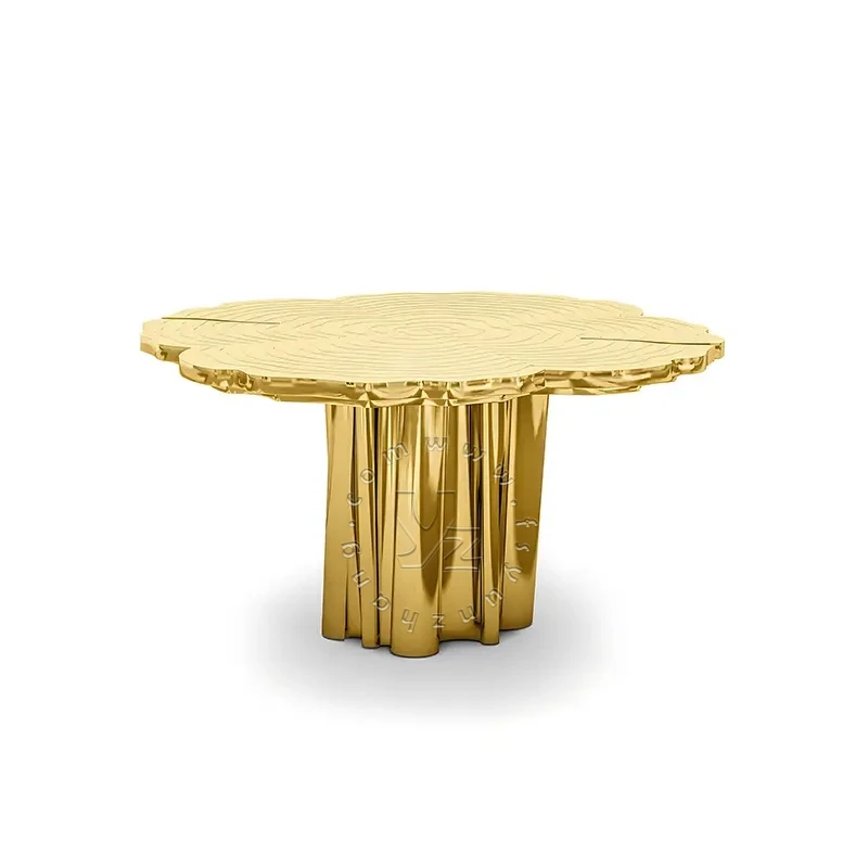 Modern Luxury Irregular round Dining Table Mirror Stainless Steel Design for Hotel Living Room Furniture