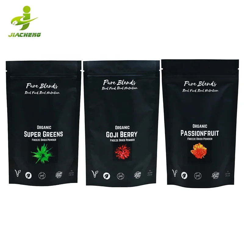 Custom Printed Zipper Mylar Bags Food Packaging Freeze Dried Fruits Powder Ziplock Stand Up Pouch