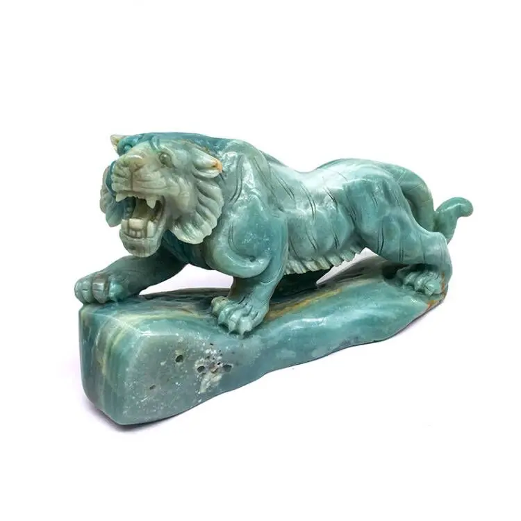 Natural crystal hand made exquisite tiger healing crystal polished amazonite crystal craft tiger animals for decoration