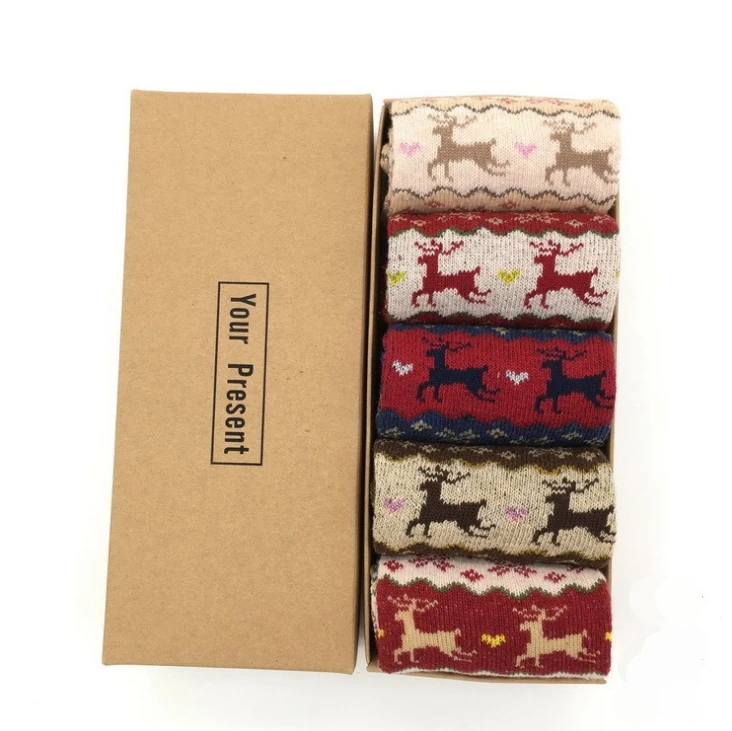 Горячая Распродажа популярный дизайн рождественского оленя Повседневные вязаные шерстяные носки теплые зимние мужские женские удобные носки