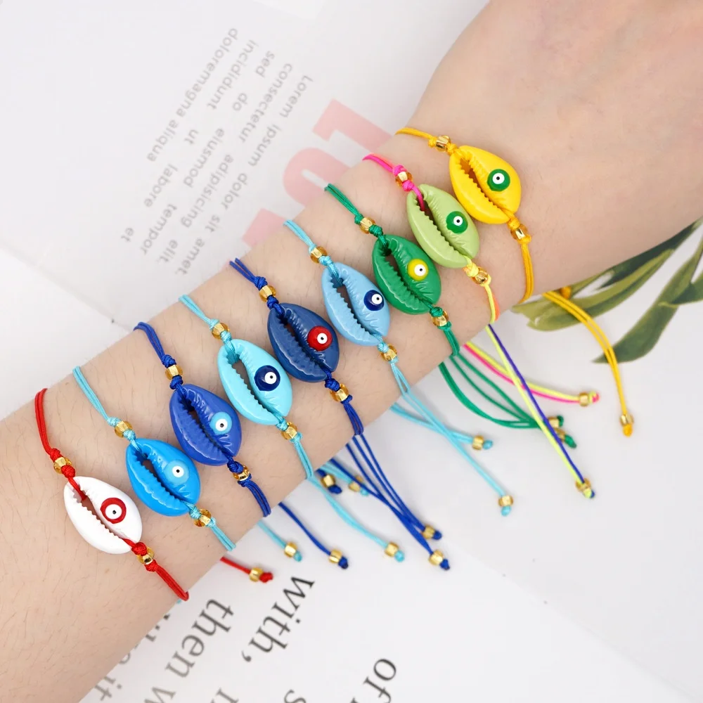 New Design Handmade Bisuteria Ethnic Evil Eyes Shell Bracelet Jewelry Wholesale