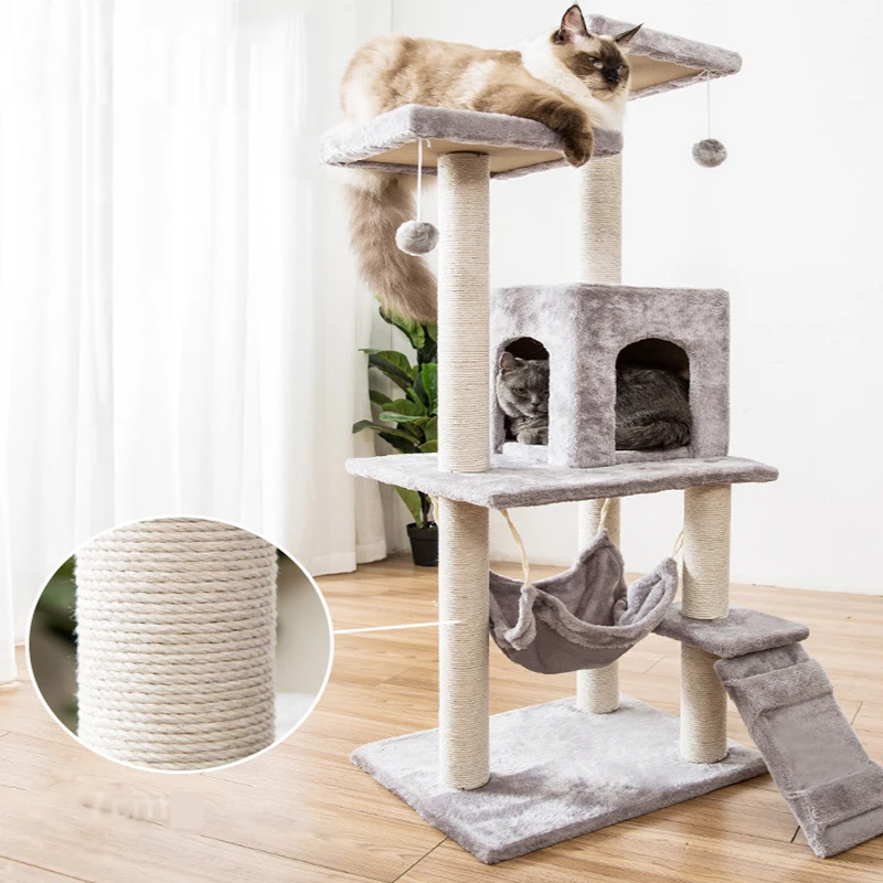 Activity Pet  Luxury Furniture Modern  Scratcher Natural Wood  Large Cat Tree House Tower