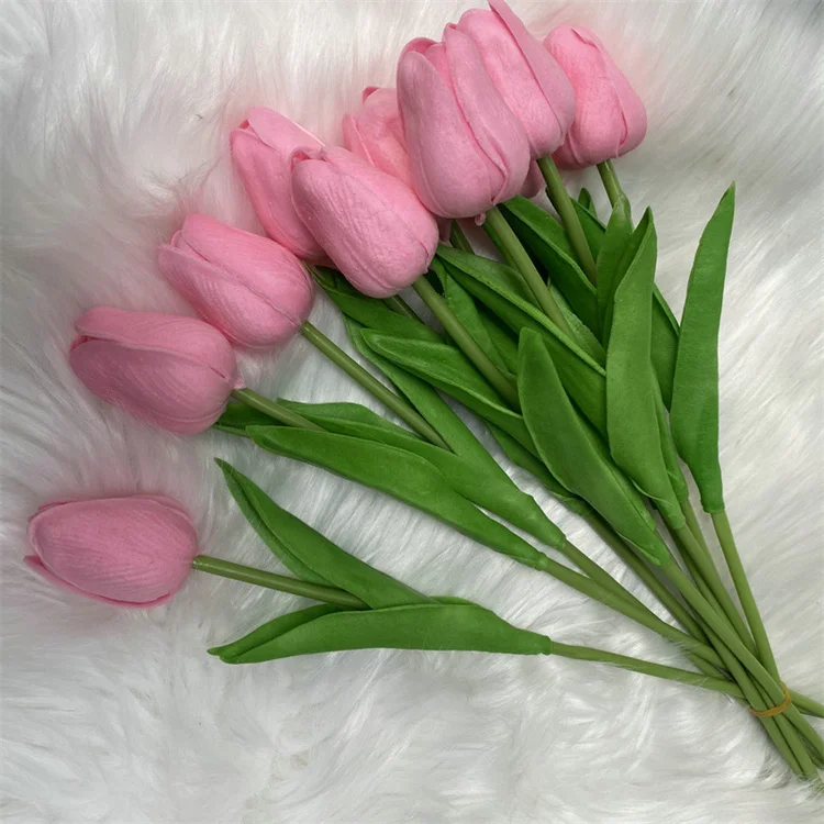 B-2223 Cheap Artificial Tulip White Tulips Latex Real touch Tulips for home decor