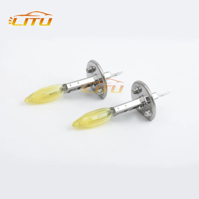 Manufacturer H1 12v 55w 100w yellow fog driving car lamp headlight auto auxiliary halogen light bulb