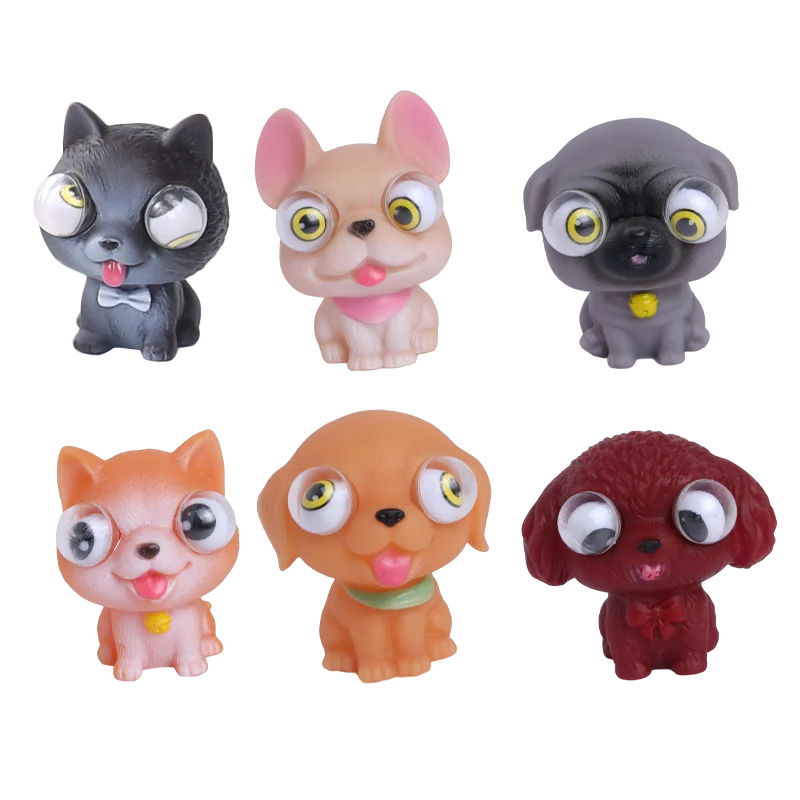 Novelties Toys OEM 6 Styles Squeeze Eye Out Cute Dog Soft Toys Stress Relief Pop Fidget Toys for Kids