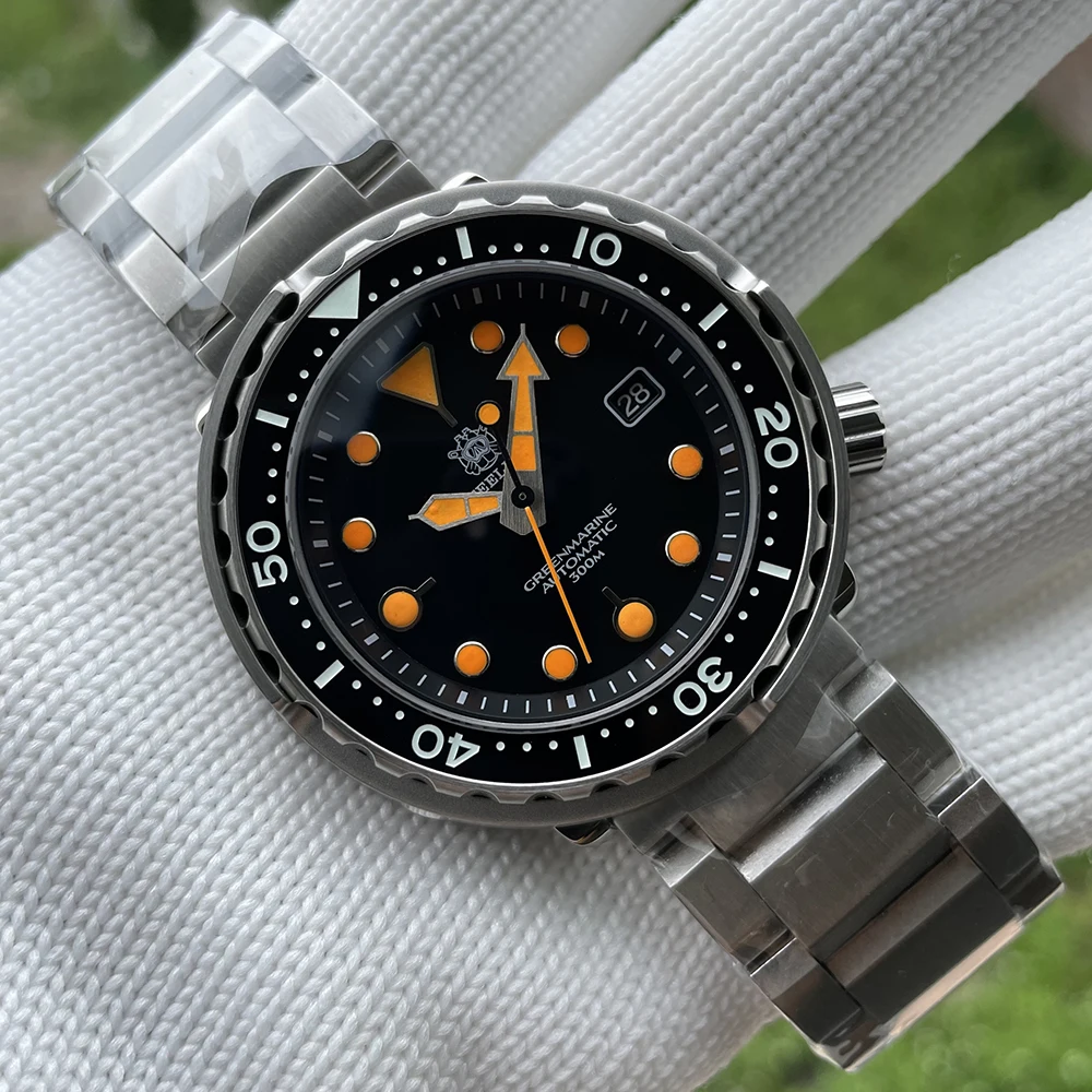 Часы STEELDIVE SD1975T с черным циферблатом, корпус из нержавеющей стали 47,5 мм, водонепроницаемость 300 м, NH35, автоматические часы для дайвинга с керамической рамкой