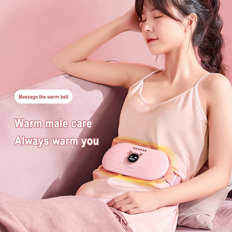 recharge vibrating belly heating waist warm compress stomach massager belt heat menstrual abdominal massage belt