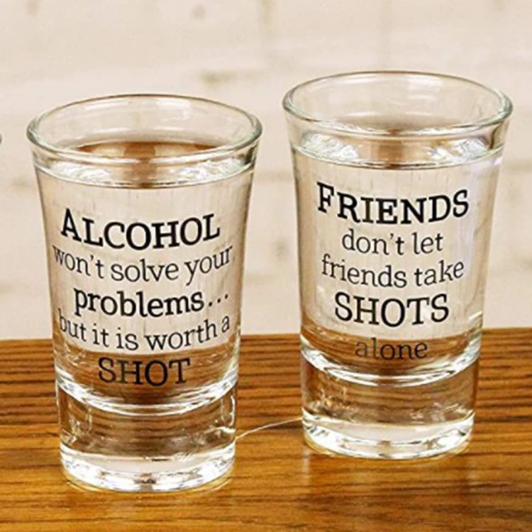 Factory Price 1.5oz Heavy Base Party Game Logo Bullet Shot Glass