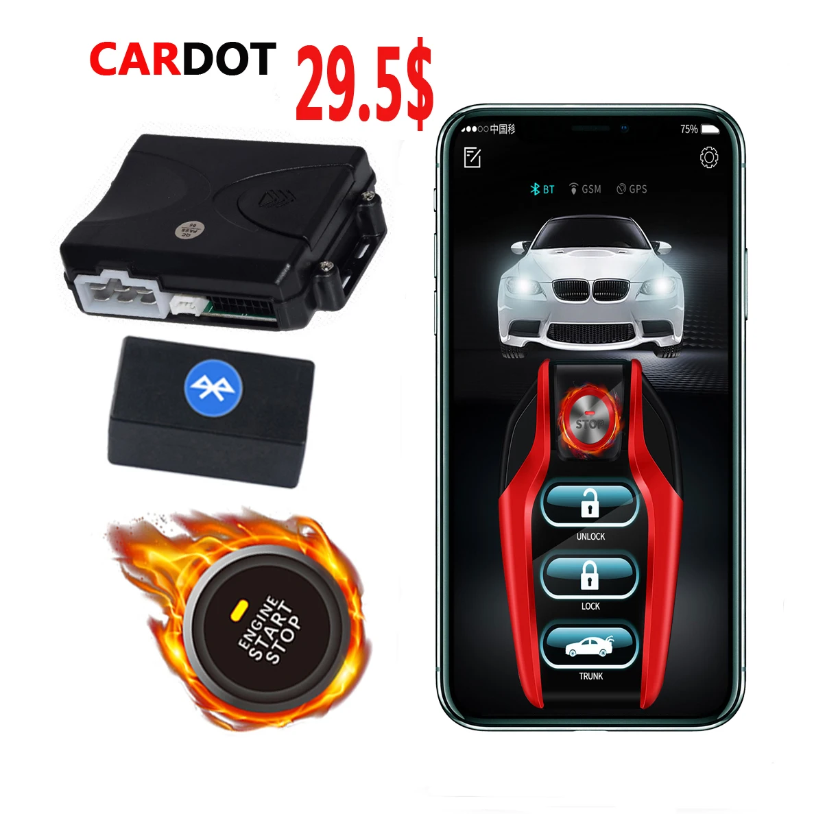 Drop Shipping KOL Cardot Immobilizer Auto Push Start Engine Car Alarm System Passive keyless Remote Starter