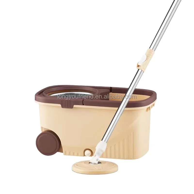 Microfiber Self-Cleaning Floor Mop Bucket Set With Easy Operation Plastic Head and Wheels for Living Room String Mop
