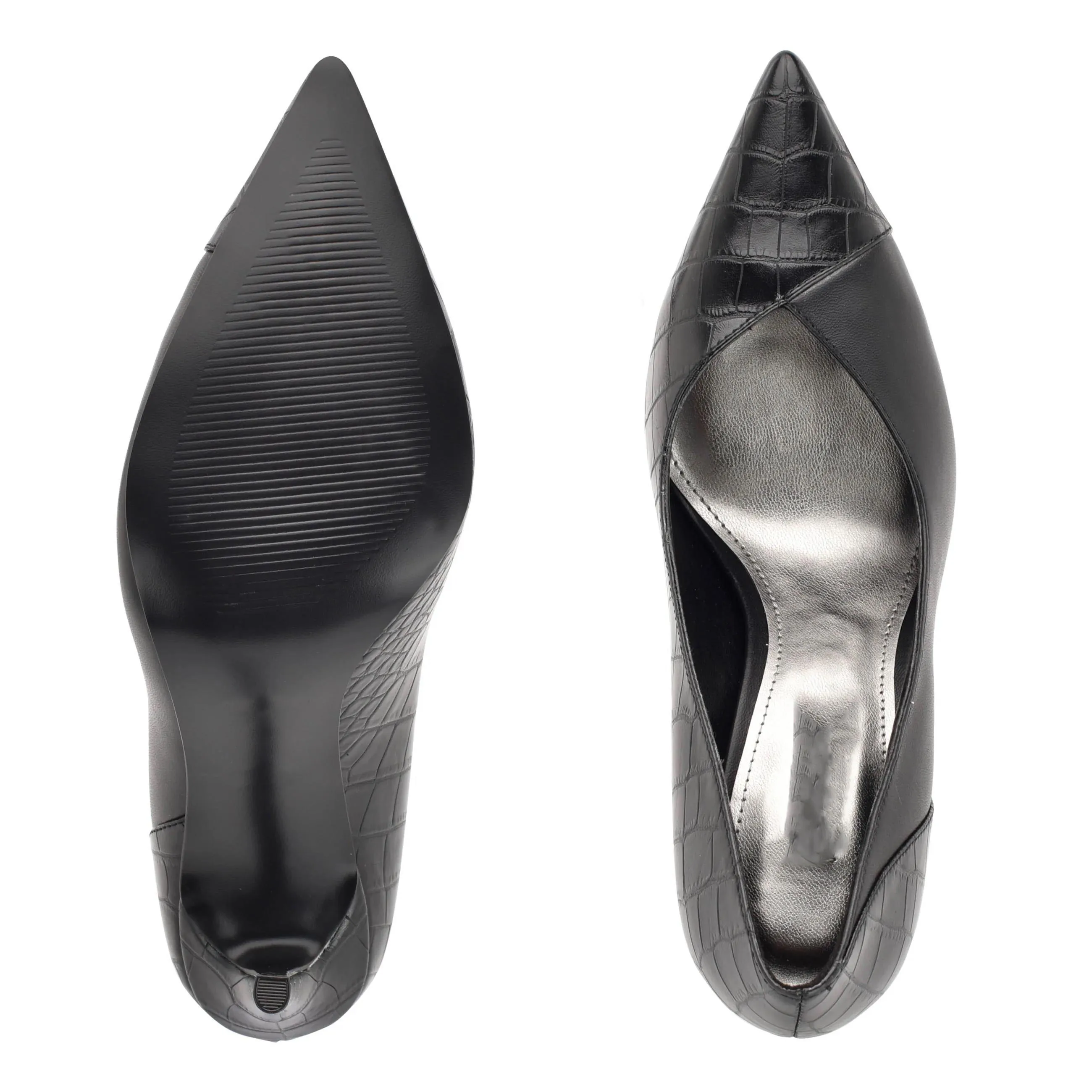 thin high heel pointed toe black  faux crocodile print leather  pumps for women or laddies women shoes pumps bride pump shoes