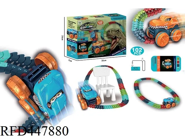 DIY Assembly Flexible Rail Racing Car Electric Dinosaur Rail Car Slot Toy