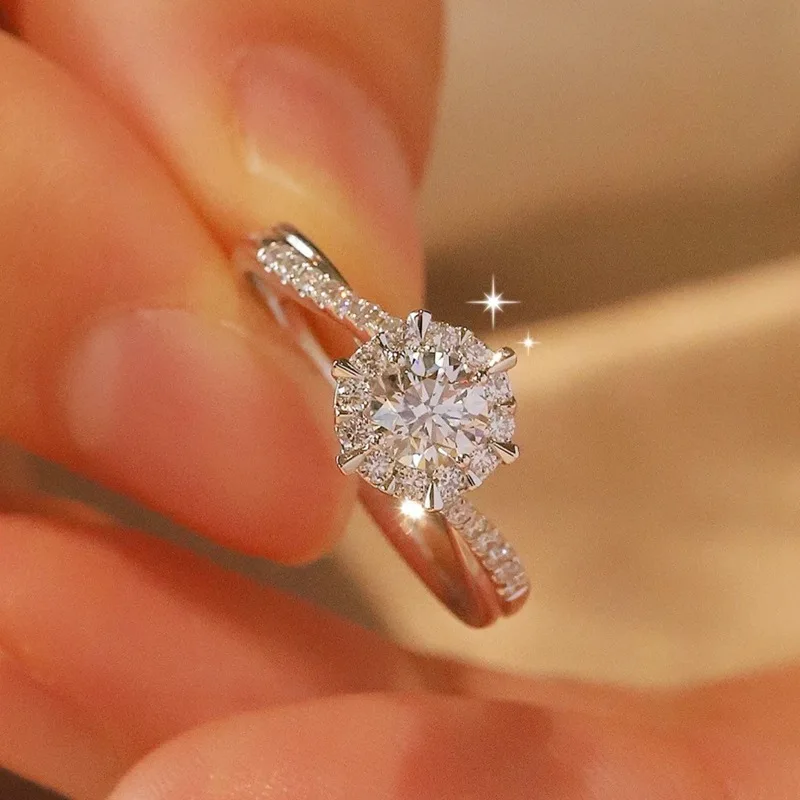 S925 Sterling Silver Diamond Moissanite Ring 0.5ct/1ct/2ct Classic Six Claws Wedding Engagement Rings For Women