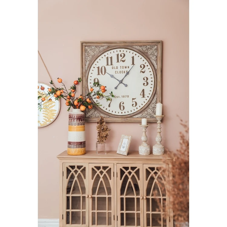 Retro home decoration European style wooden clock custom living room bedroom decoration wall clock