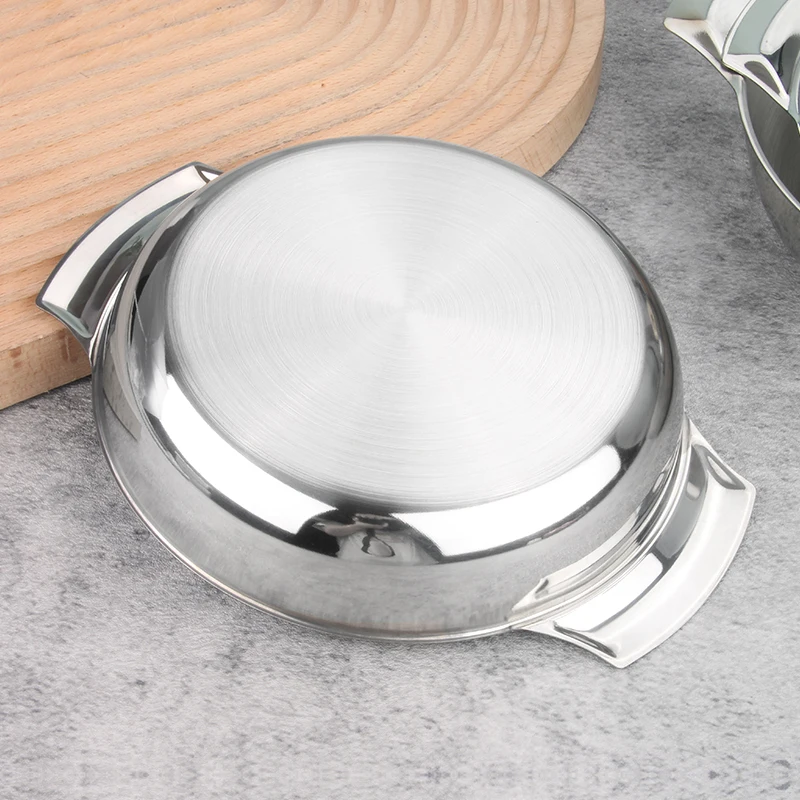 Hot Selling Stainless Steel Plate Seafood Metal Serving Tray Round Plate Metal Decorative Tray Plate With Double Ear