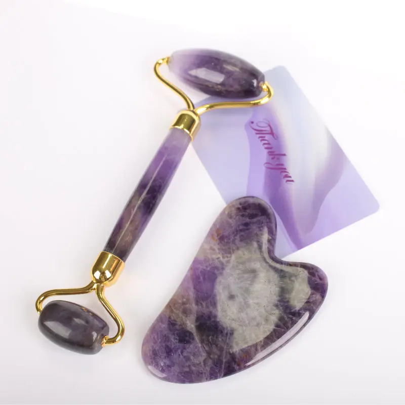 new product natural Purple jade stone roller massager for face