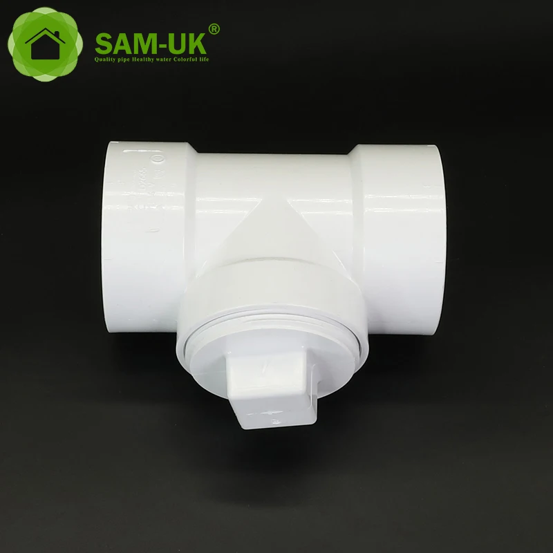 Customized wholesale traditional craft make High pressure pvc connection pipe fittings plastic test tee with plug