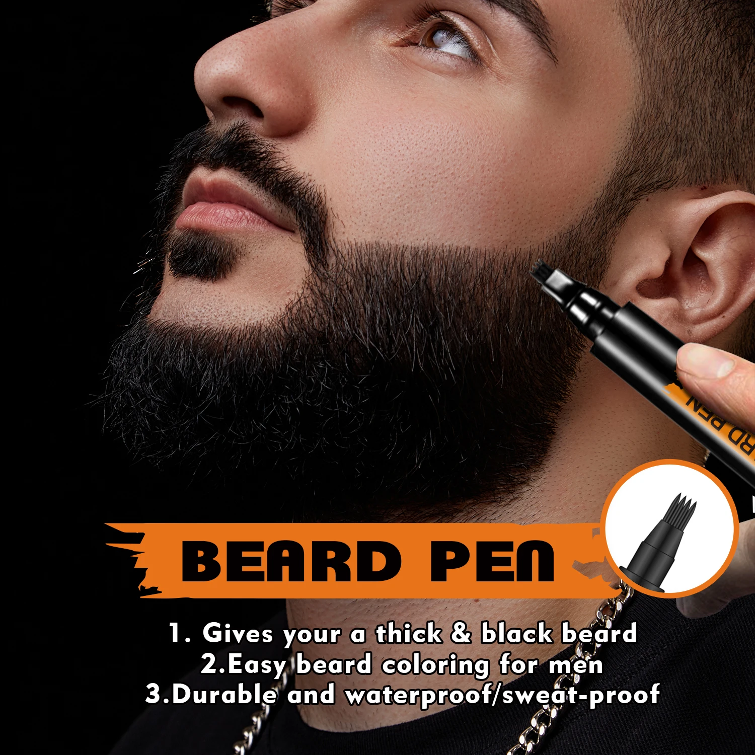 Men Beard Brush Filler Pencil Filling Waterproof Thicker Long Lasting Beard Pen