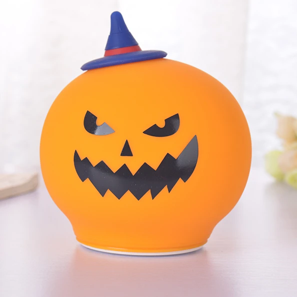 Halloween Pumpkin Kids Night Light, Lights 7 Color LED Silicone Touch Dimmable Baby Birthday Boys Girls Gifts Squishy Night Lamp