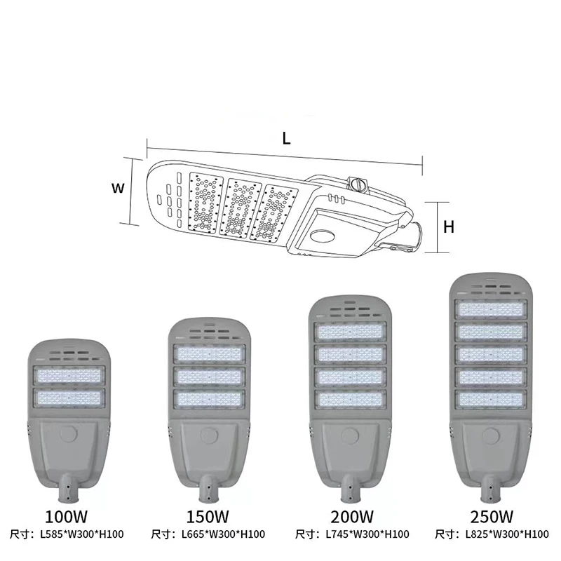 LED Street Light 50w 100w 150w IP 66 outdoor 130lm/W lamp Head for pathway park Lighting 5 years warranty Road lighting
