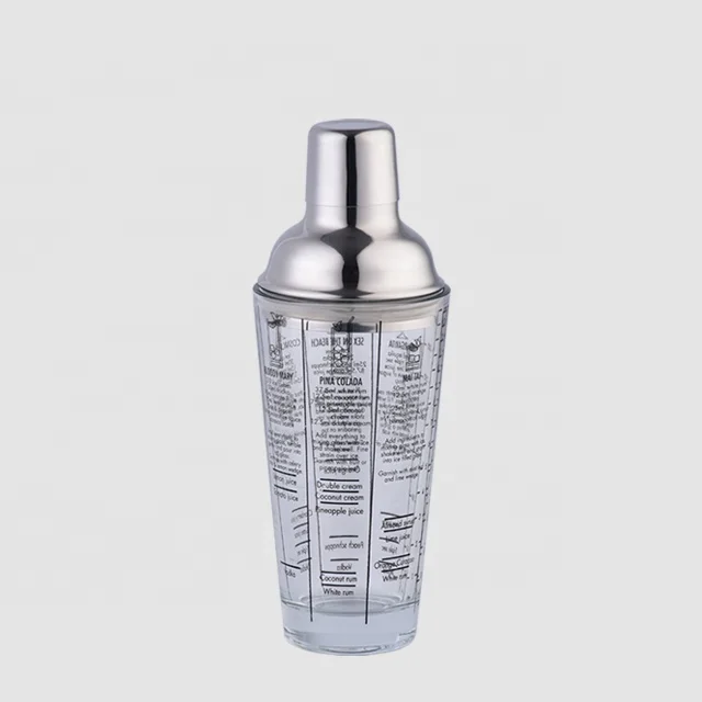 
Factory Direct wholesale 400ml glass shakes tool metal stainless steel cocktail shaker 