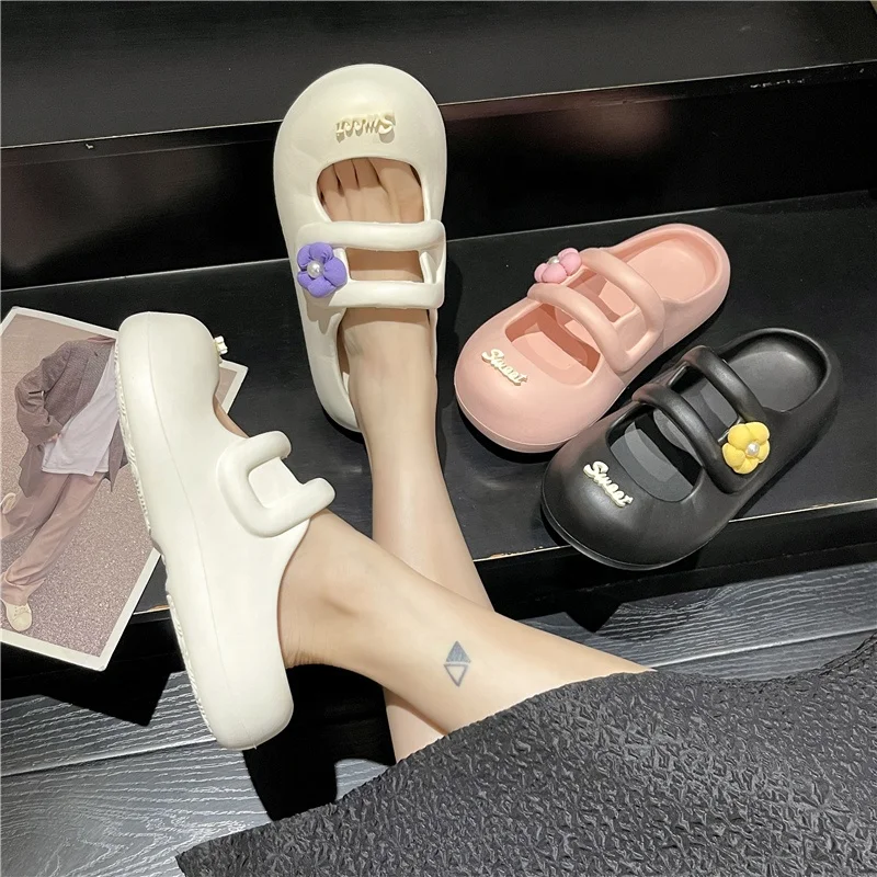 Fashion women muller shoes with high heel DIY clogs for female outdoor and bathroom plush sandals nurse shoes