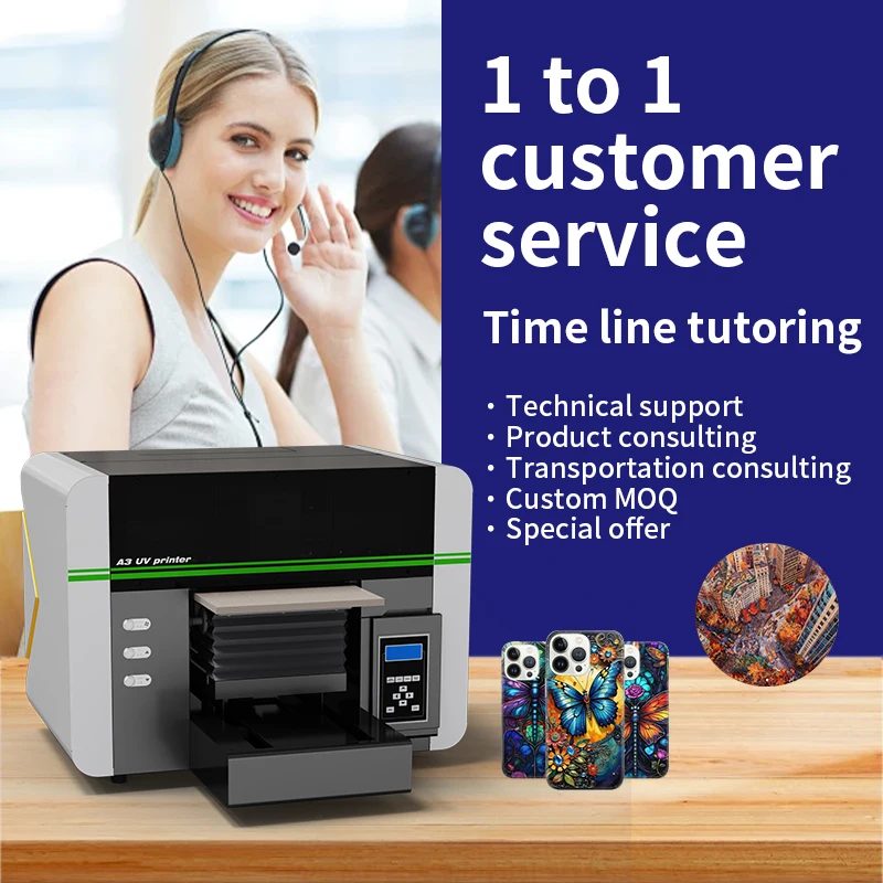 UV Printer A3 XP600 Flat glass Bottle Plastic logo card badge Visual positioning primary color printing press