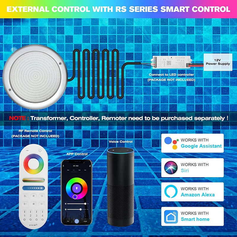 IP68 Waterproof Marine Lights Remote Control LED  Swimming Pool Light Underwater