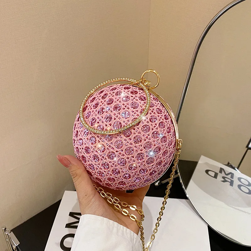 New Factory Wholesale  Circular Evening clutch Bag Crystal Dinner Party Wedding Purses and handbag luxury Designer shoulder bag