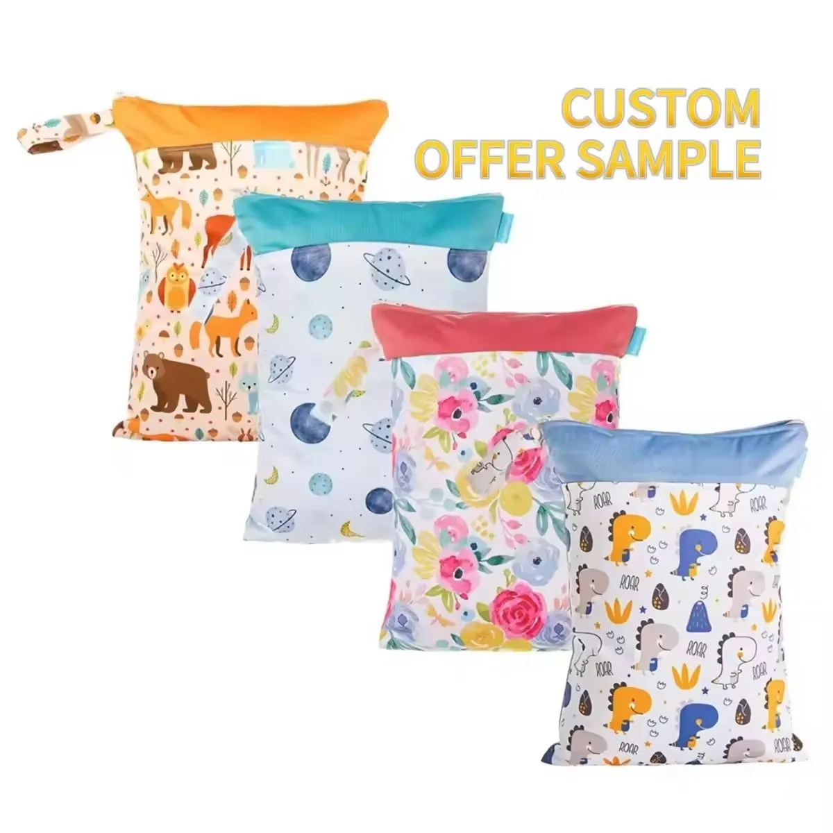 New washable baby nappy bag 30*40 two pockets travel storage bag wet bags waterproof for swimsuits