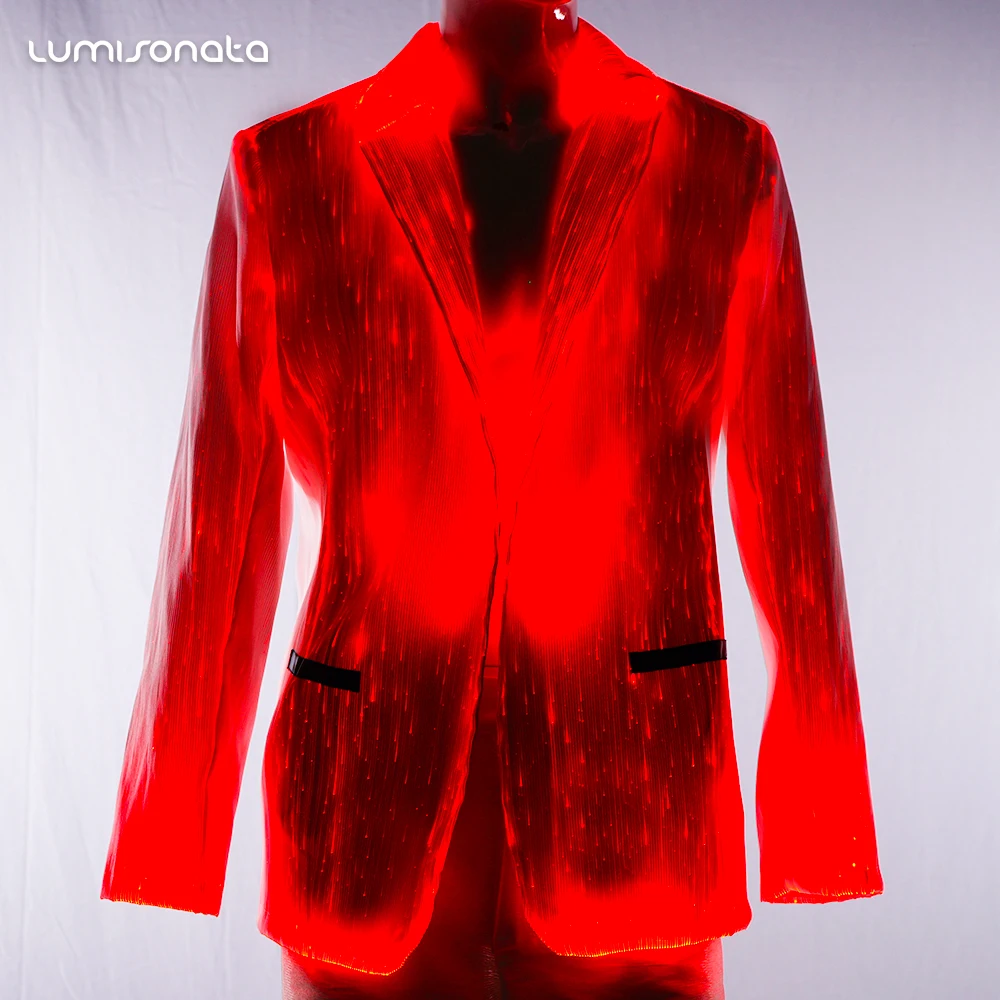 Newest Hot Led Lights Suit Fantasy Hip Hop Dance Costume Tuxedo Men Trench Coat Winter Long Jacket Double Breasted Overcoat 2018