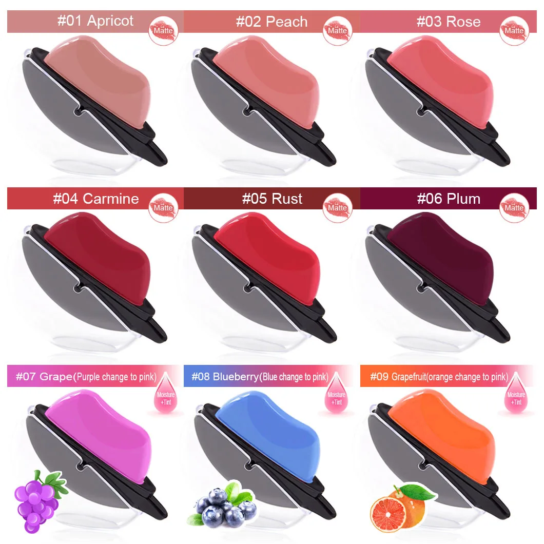 Wholesale Vegan Lipstick 9 Matte Nude Lipstick Shades Non-Stick Cup Waterproof Mineral Ingredients Labeling Pattern Lazy