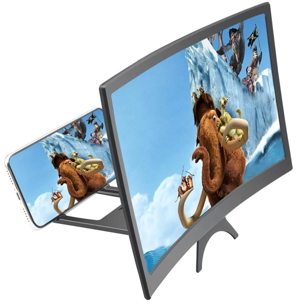 
12 Inch Desktop Folding HD Video Holder Stand 3D Enlarged Curved Mobile Phone Screen Magnifier Amplifier 