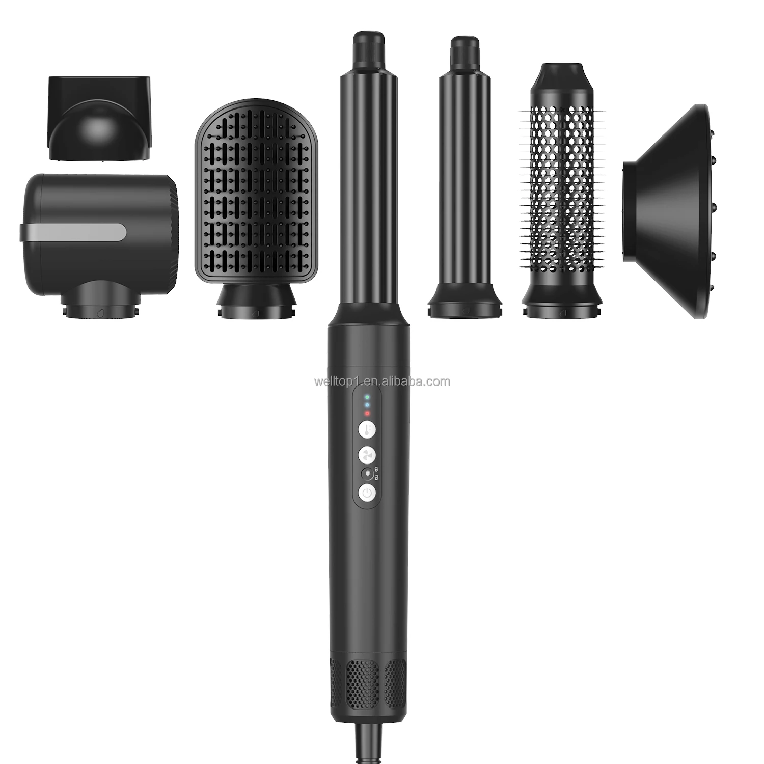 Professional 7 in 1 Hair Styling Tools Complete Styler Set Blower Brush Hair Dryer Extensions Styler